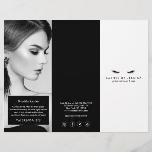 Flyer Glam Eyelashes Extensions Salon Tri-Fold Brochure