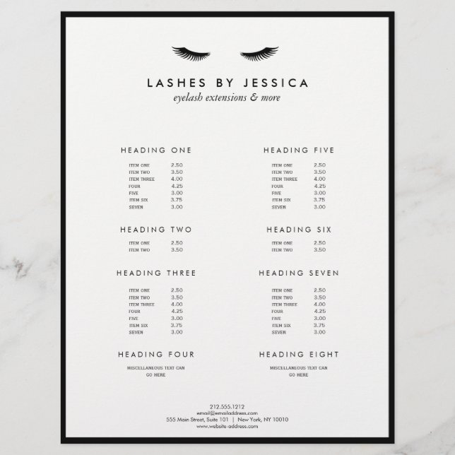 Flyer Glam Eyelashes Preto e Branco Clássicos (Frente)