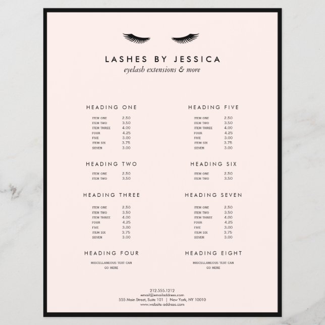 Flyer Glam Eyelashes Preto e Rosa Clássicos (Frente)