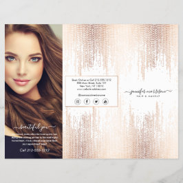 Flyer Glam Script Rosa Dourado Confete Chuva Tri-Fold