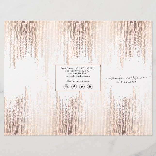 Flyer Glam Script Rosa Dourado Confete Chuva Tri-Fold (Frente)