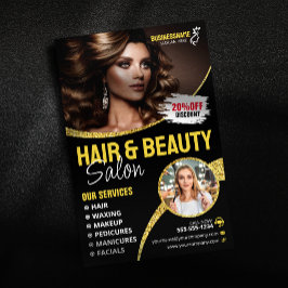 Flyer Glamorous Dourado Cabelo Luminoso Stylist Beauty S