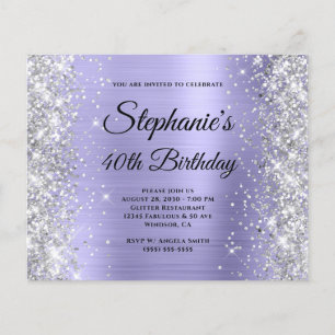 Flyer Glamour Monograma Roxo Pálido Prateado 40º Anivers