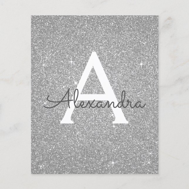 Flyer Glitter de prata do orçamento Doce Dezesseis Anive (Frente)