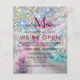 Flyer Glitter Holográfico de Tinta Álcool de Pastel Eleg
