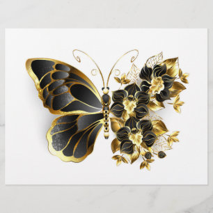 Flyer Gold Flower Butterfly with Black Orchid