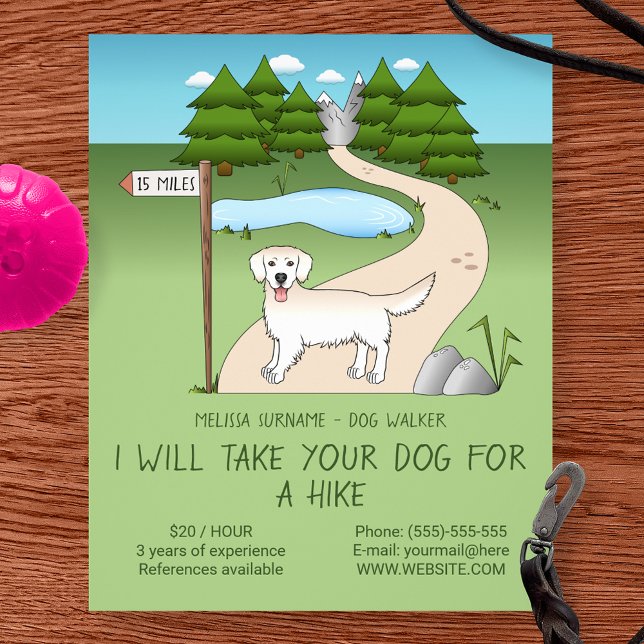 Flyer Golden Retriever Por Uma Trilha De Hiking - Passad (Criador carregado)