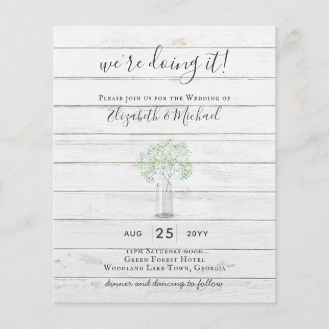 Flyer GPE Gypsophila Mason Jar moderno casamento mínimo (Frente)