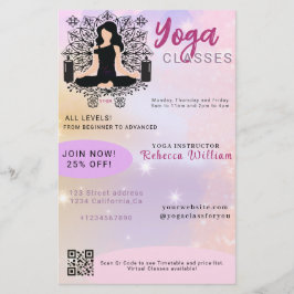 Flyer Gradiente Rosa Moderno Estúdio de Aula de Yoga Ins