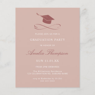 Flyer Graduação de Festa de Boné Rosa Elegante Simple