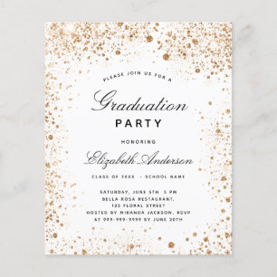 Flyer Graduation white gold glitter budget invitation