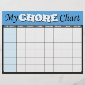 Flyer Gráficos de Chore de Crianças Azuis
