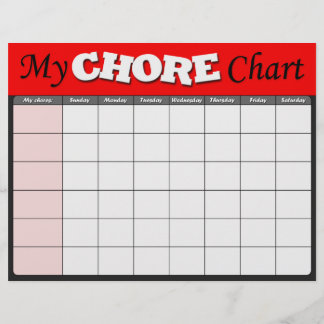 Flyer Gráficos de Chore de Crianças Vermelhas