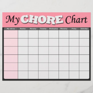 Flyer Gráficos de Chore para Crianças Rosa