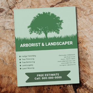 Flyer Grama, Silhueta de Árvore - Arborista e Paisagista