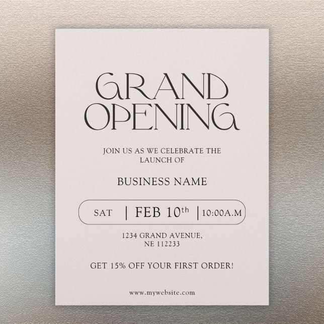 Flyer Grande Abertura da Tipografia Moderna (modern minimalist personalzied business grand opening flyer)