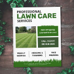Flyer Green Tiles - Lawn Care Services<br><div class="desc">A professional lawn care promotional flyer design featuring green tiles,  large texts and a customizable photo of a perfectly manicured lawn. 
It may be suitable for people who work in the landscaping sector,  such as landscapers,  lawn mowers,  green space maintenance,  professional gardeners,  and lawn care services,  among others.</div>