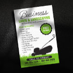 Flyer Green White Lawn Landscaping Service Lawncare Mow<br><div class="desc">Este design de panfleto atraente é perfeito para qualquer empresa de cuidados de grama ou paisagismo que procure um aspecto clássico e profissional. O design simples, mas impactante, apresenta uma silhueta de um cortador de relva contra um fundo verde, transmitindo instantaneamente seus serviços para clientes potenciais. Principais recursos: Mensagens claras...</div>