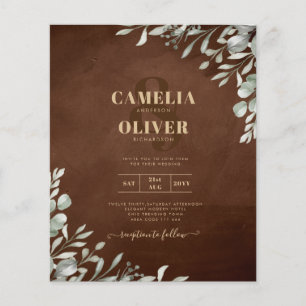 Flyer Greenery Brown Wedding Fall Winter