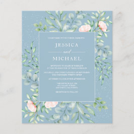 Flyer Greenery Cream Rosas Dusty Blue Casation Convite