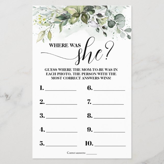 Flyer Greenery onde a mãe estava para ser Chá de fraldas (Frente)