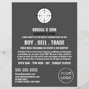 Flyer Gun Target, Gunsmith, Publicidade Gunstore