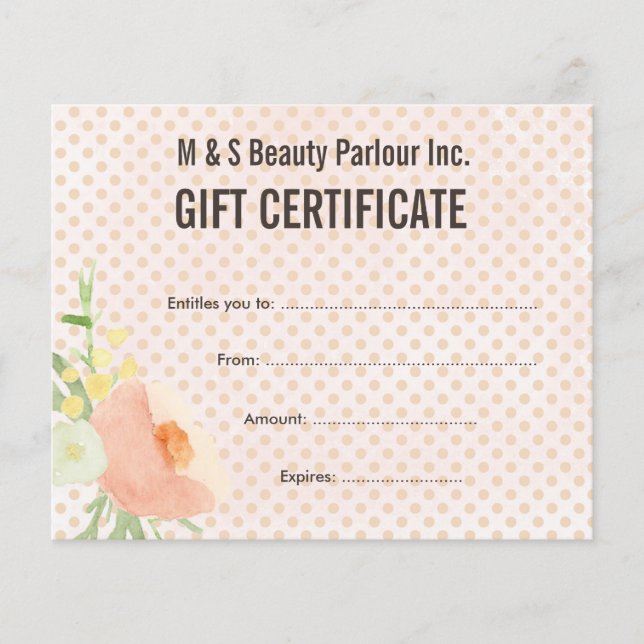 Flyer Hair Beauty Salon Gift Certificate Modelo (Frente)