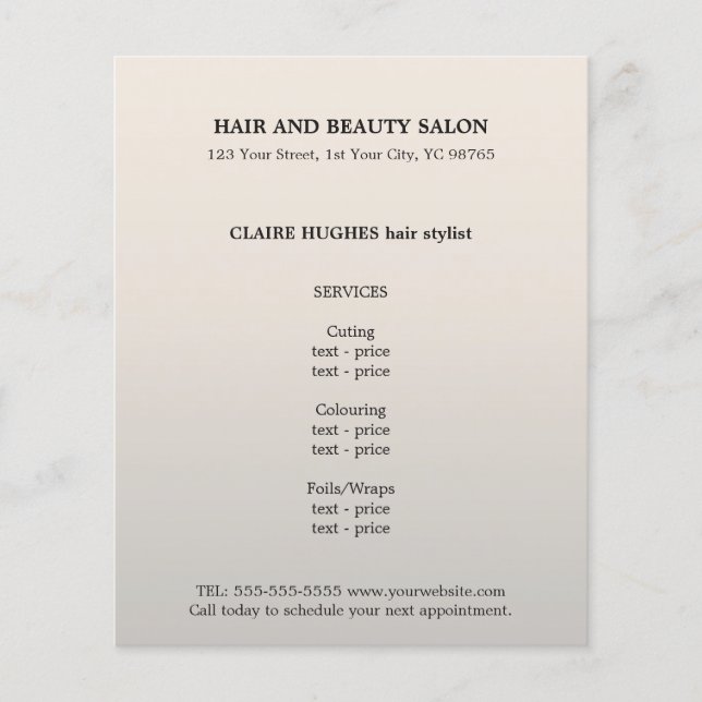 Flyer Hairdresser Silver Faux Simples Elegante  (Frente)