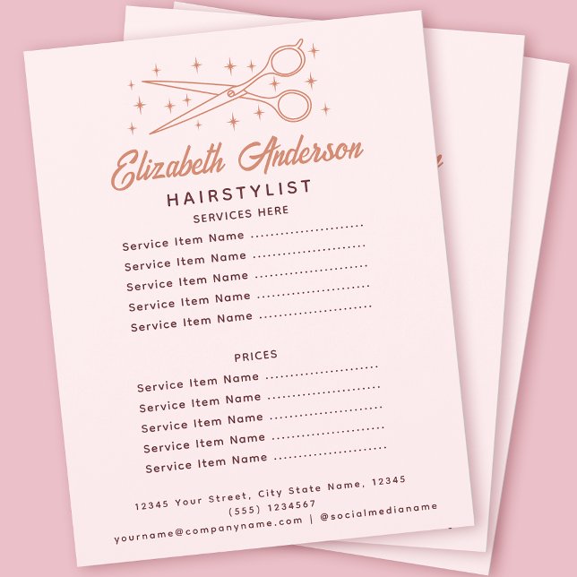 Flyer Hairstylist da Tipografia Retrorística Rosa (Criador carregado)
