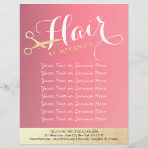Flyer Hairstylist Makeup Salon Modern Pink Tesoura Doura