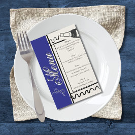 Flyer Hand Drawn Elegant Simple Blue & Cream Wedding 