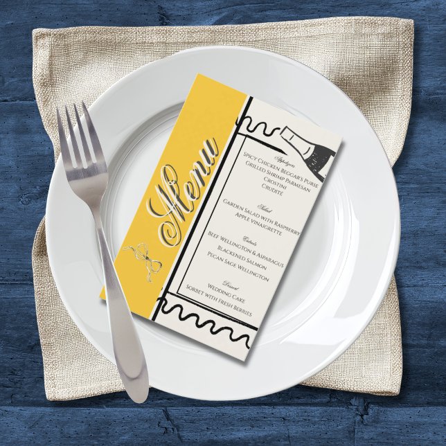 Flyer Hand Drawn Elegant Simple Yellow & Cream Wedding  (Criador carregado)