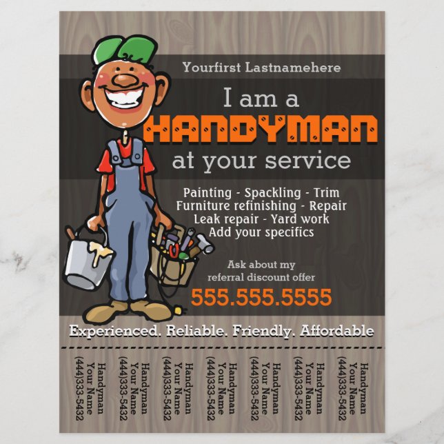 Flyer Handy Man.Carpenter.Plumber.Painter.Afro American (Frente)