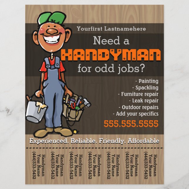 Flyer Handyman.Carpenter.Plumber Painter.Afro Americano (Frente)