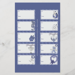 Flyer Hanukkah Design 2 Etiquetas de Presente em uma Pág