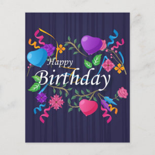 Flyer Happy Birthday Gifts Love Cake 