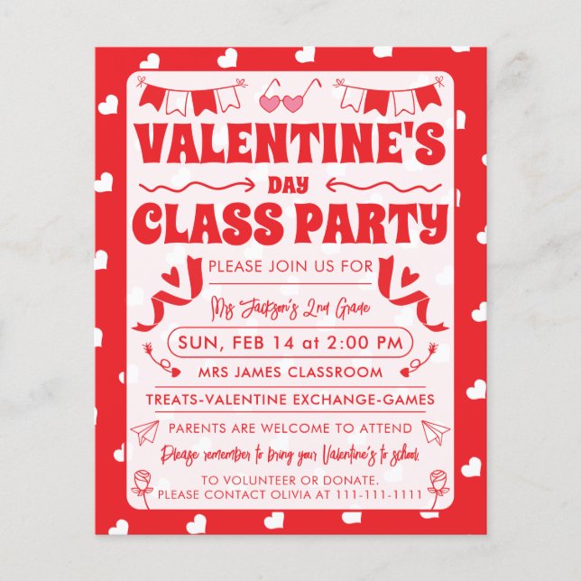 Flyer Hearts Happy Valentine’s Day Modern Love Pattern (Frente)