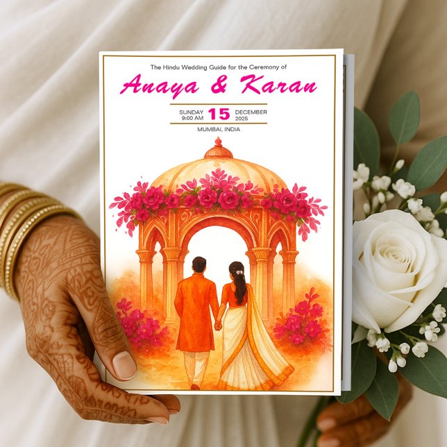 Flyer Hindu Ceremony Guid do Elegante Programa Casamento (Elegant Indian Wedding Program Hindu Ceremony Guid Flyer)