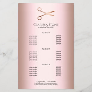 Flyer Hirestilista de tesouras de ouro rosa