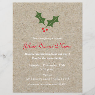 Flyer Holly Berry Natal Holiday Poster