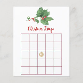Flyer Holly Wreath Christmas Bingo Game Card