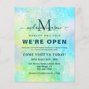 Flyer Holographic Glitter Somos Salões Abertos Beleza Mo