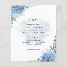 Flyer Hydrangea Azul Moderno Convite para Casamento Flor