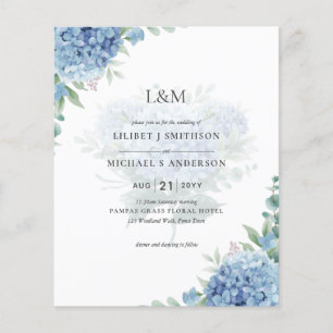 Flyer Hydrangea Azul Moderno Convite para Casamento Flor