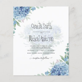 Flyer Hydrangea Azul Moderno Convite para Casamento Flor