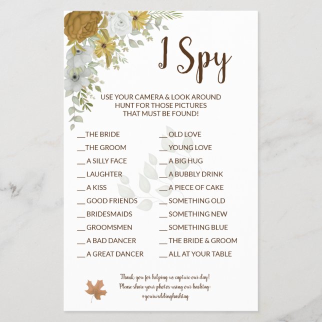 Flyer I Spy Boho Autumn Game Card Flye (Frente)