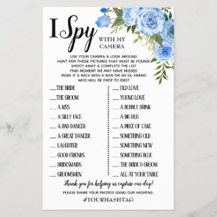 Flyer I Spy recepção de casamento jogo inglês espanho