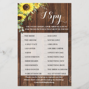 Flyer I Spy Sunflower Western Festa de casamento Game Ca