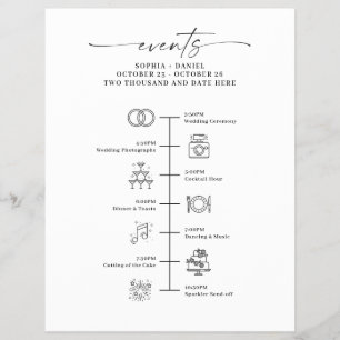 Flyer Ícone de Dia de Casamento Linha do Tempo Itinerári
