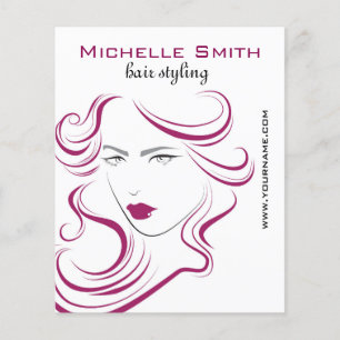 Flyer Ícone de menina adorável cabelo roxo Branding